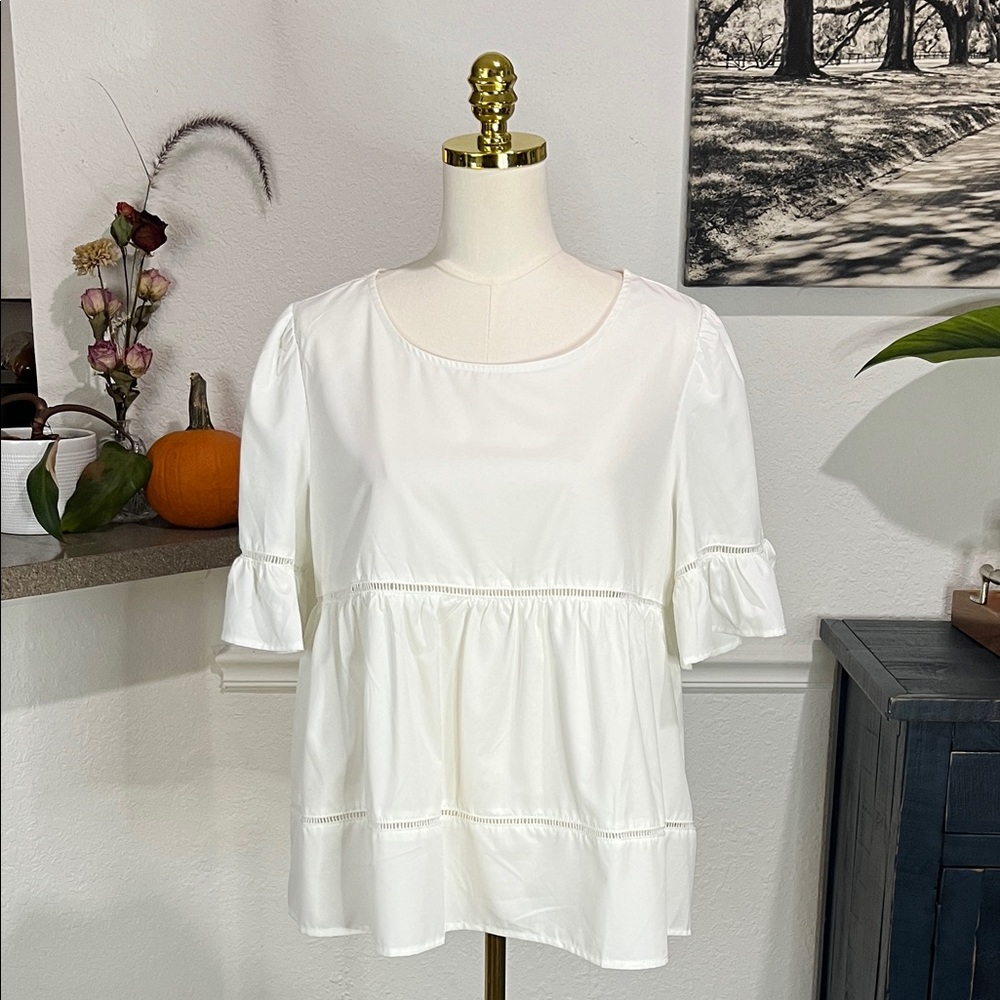 SHEIN White Ruffle Sleeve Blouse